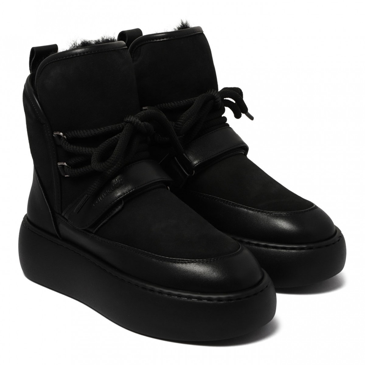 Black Shearling Platform Boots