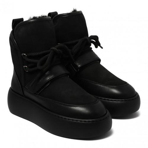 Black Shearling Platform Boots