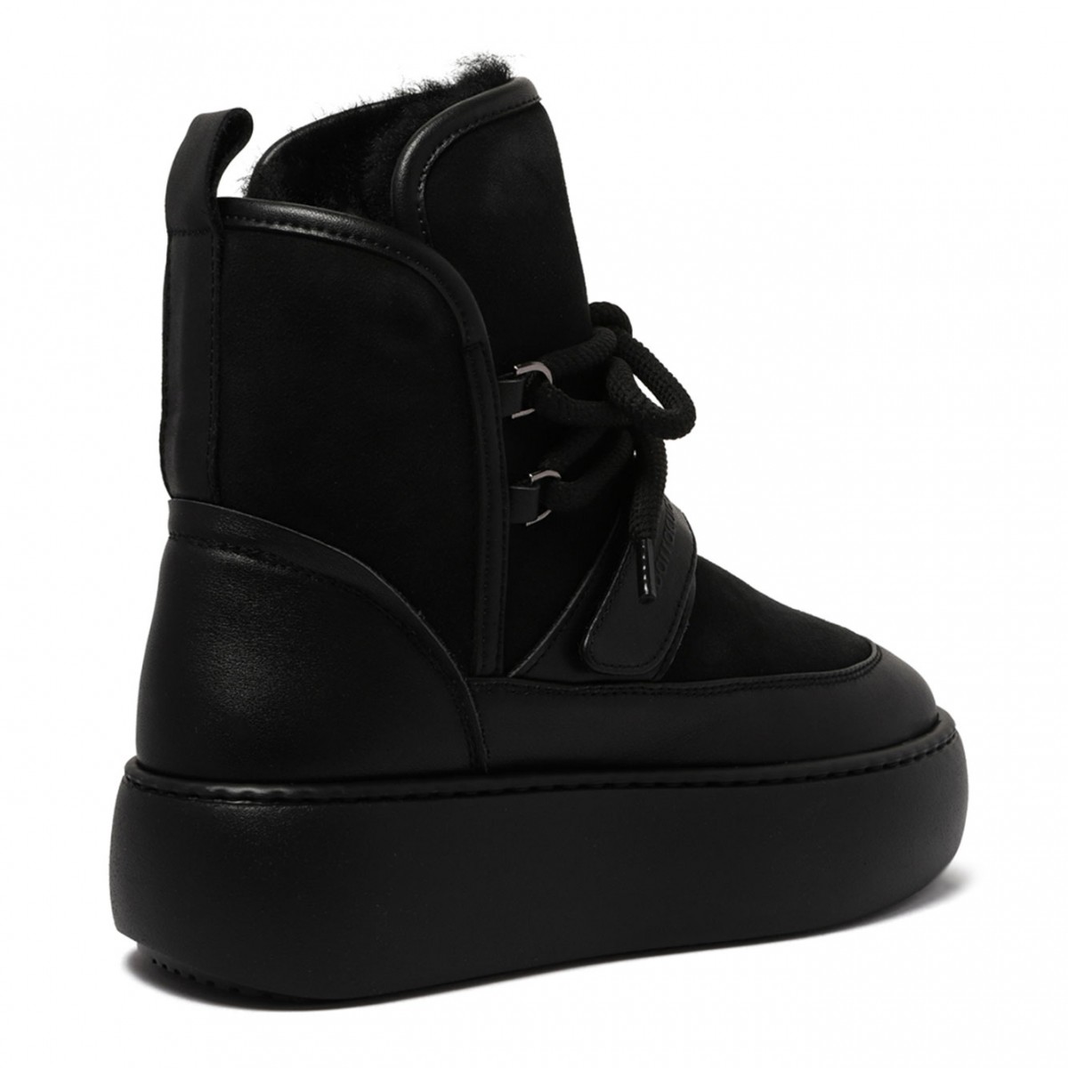 Black Shearling Platform Boots