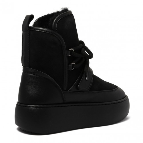Black Shearling Platform Boots