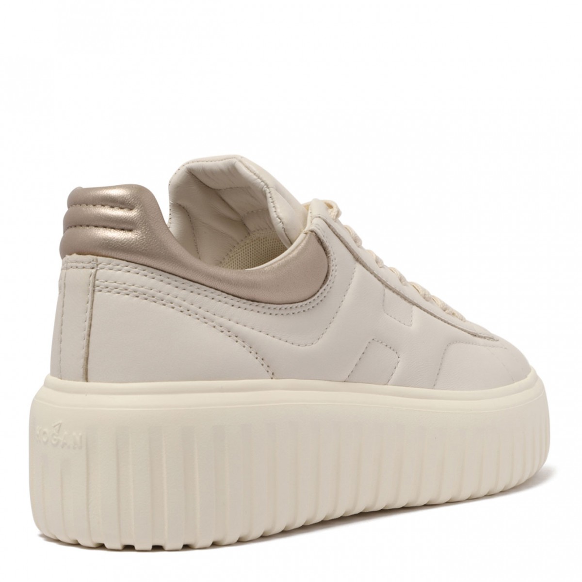 Sand Beige H-Stripes Leather Sneakers
