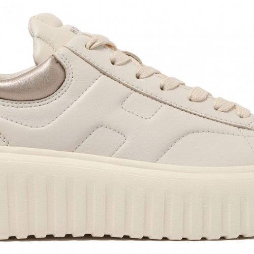 Sand Beige H-Stripes Leather Sneakers