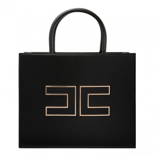 Black Logo Plaque Tote Bag