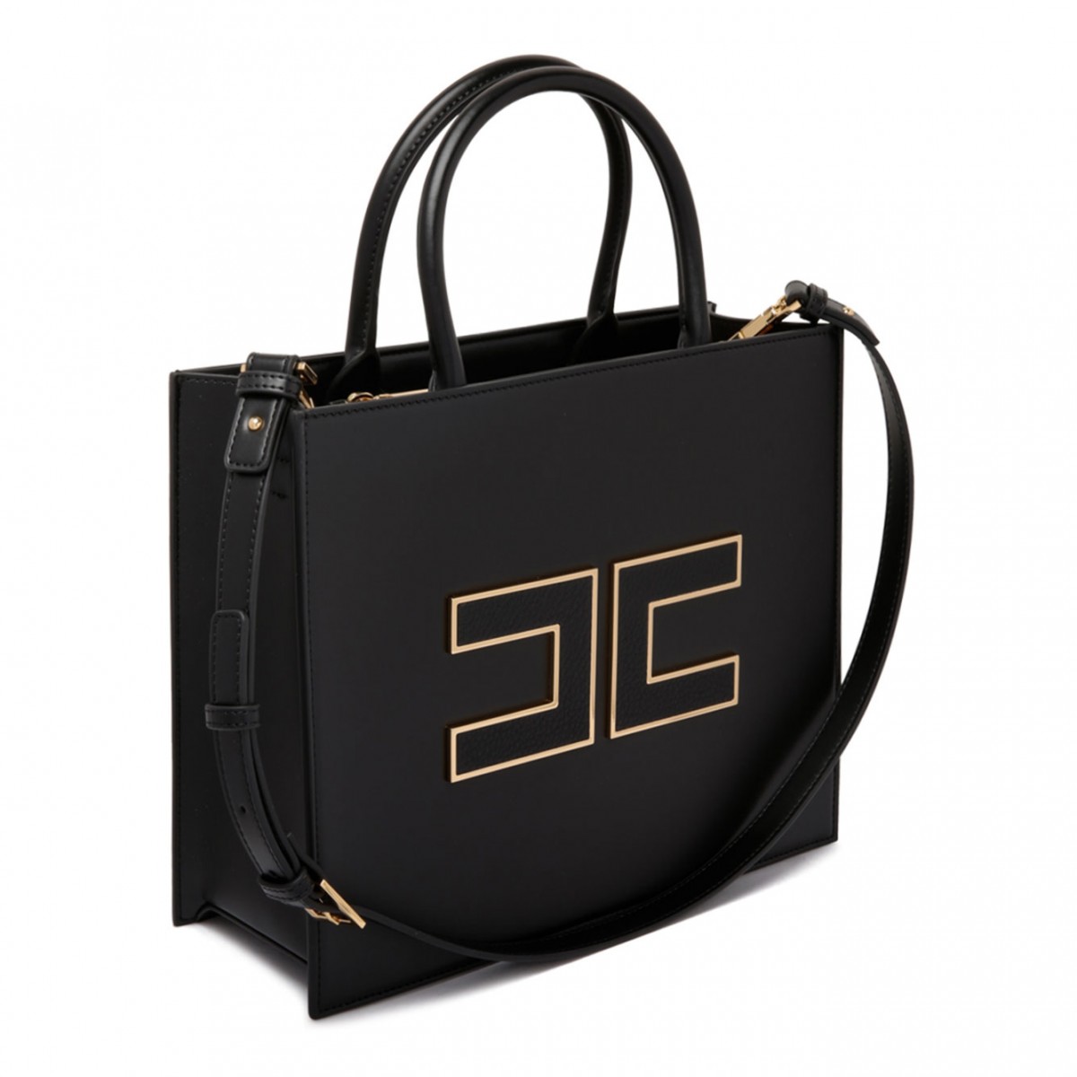 Black Logo Plaque Tote Bag