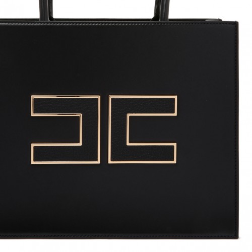 Black Logo Plaque Tote Bag