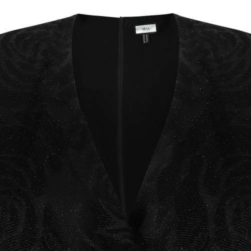 Black Rose Print Glitter Maxi Dress