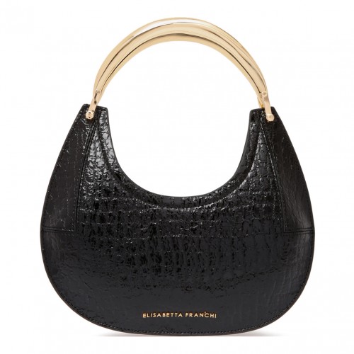 Black Small Hobo Crocodile Effect Bag