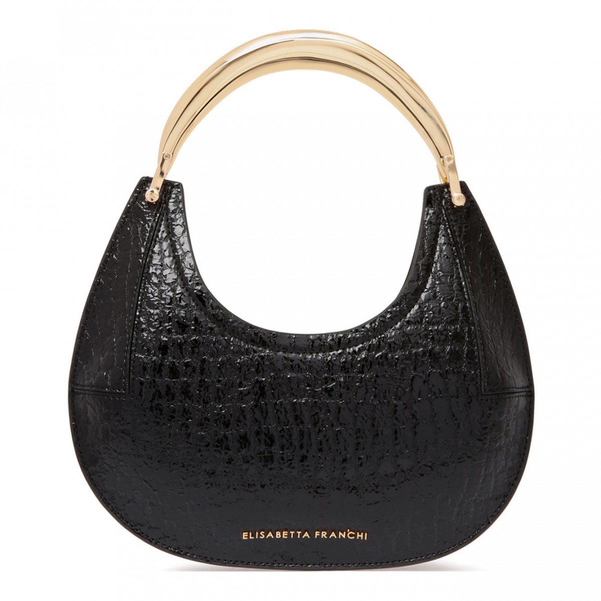Black Small Hobo Crocodile Effect Bag