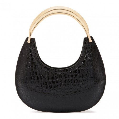 Black Small Hobo Crocodile Effect Bag