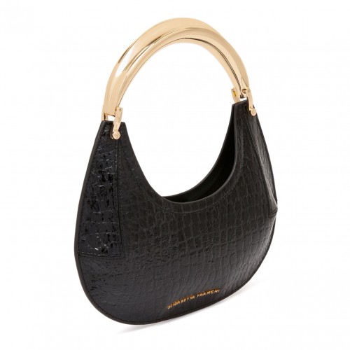 Black Small Hobo Crocodile Effect Bag