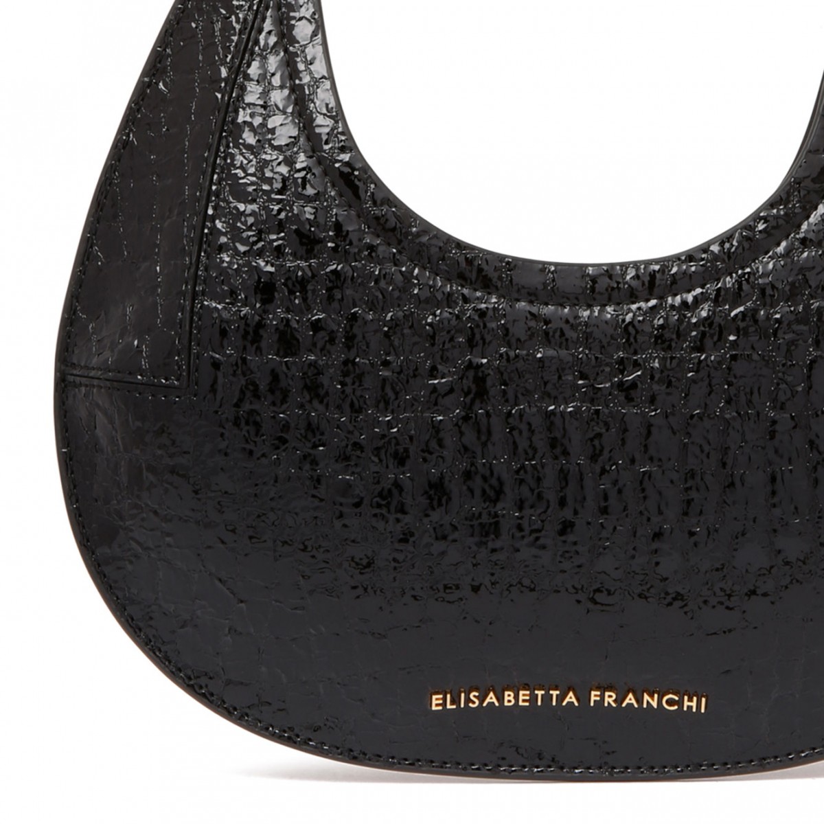 Black Small Hobo Crocodile Effect Bag