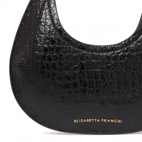 Black Small Hobo Crocodile Effect Bag