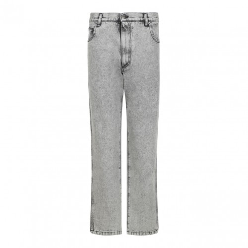 Grey Mid-Rise Denim Trousers