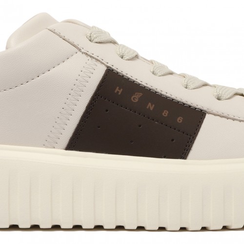 White and Black H-Stripes Sneakers