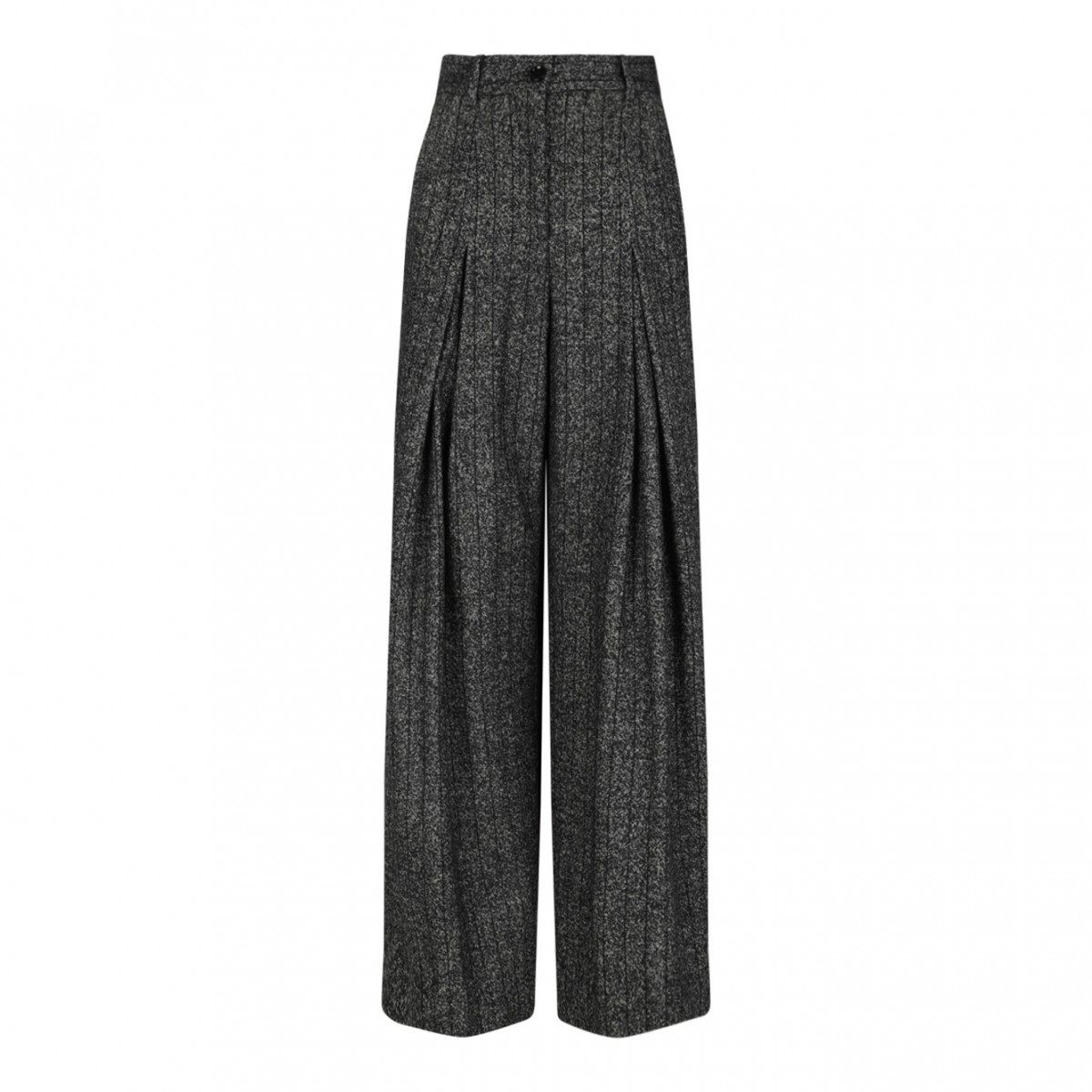 Dark Grey Pleated Tweed Trousers