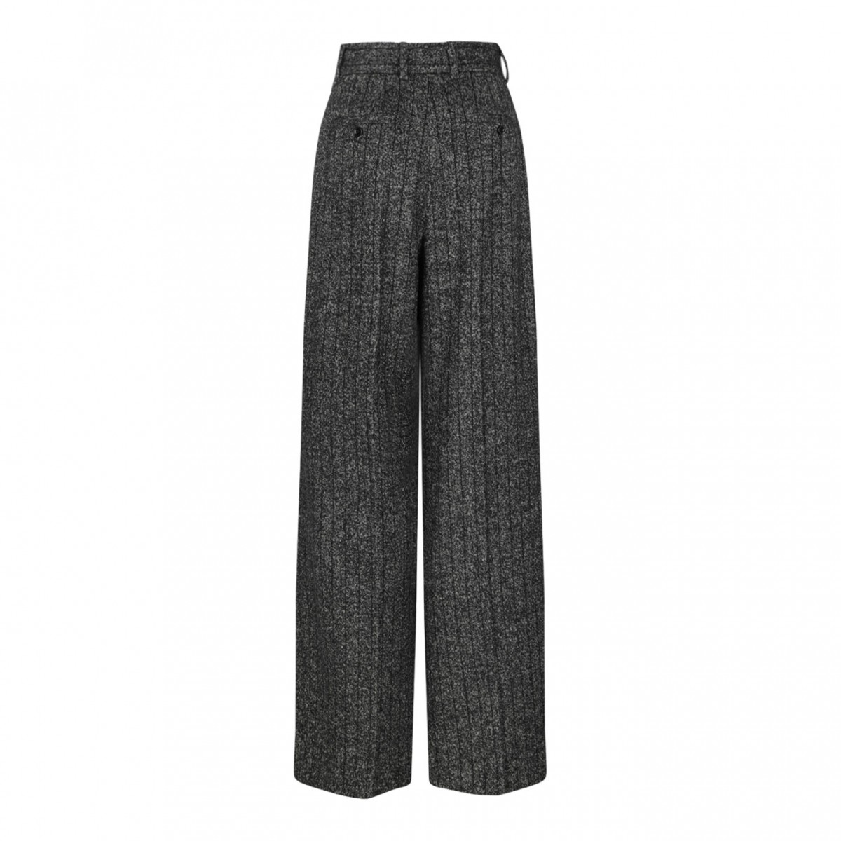 Dark Grey Pleated Tweed Trousers