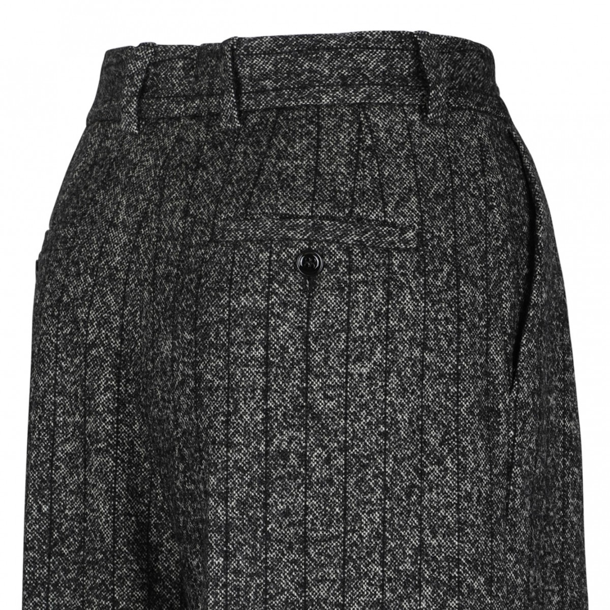 Dark Grey Pleated Tweed Trousers