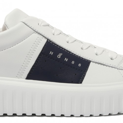 White and Multicolour H-Stripes Leather Sneakers