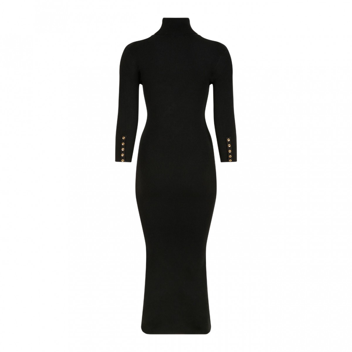 Black Ribbed Roll Neck Dress