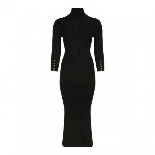 Black Ribbed Roll Neck Dress