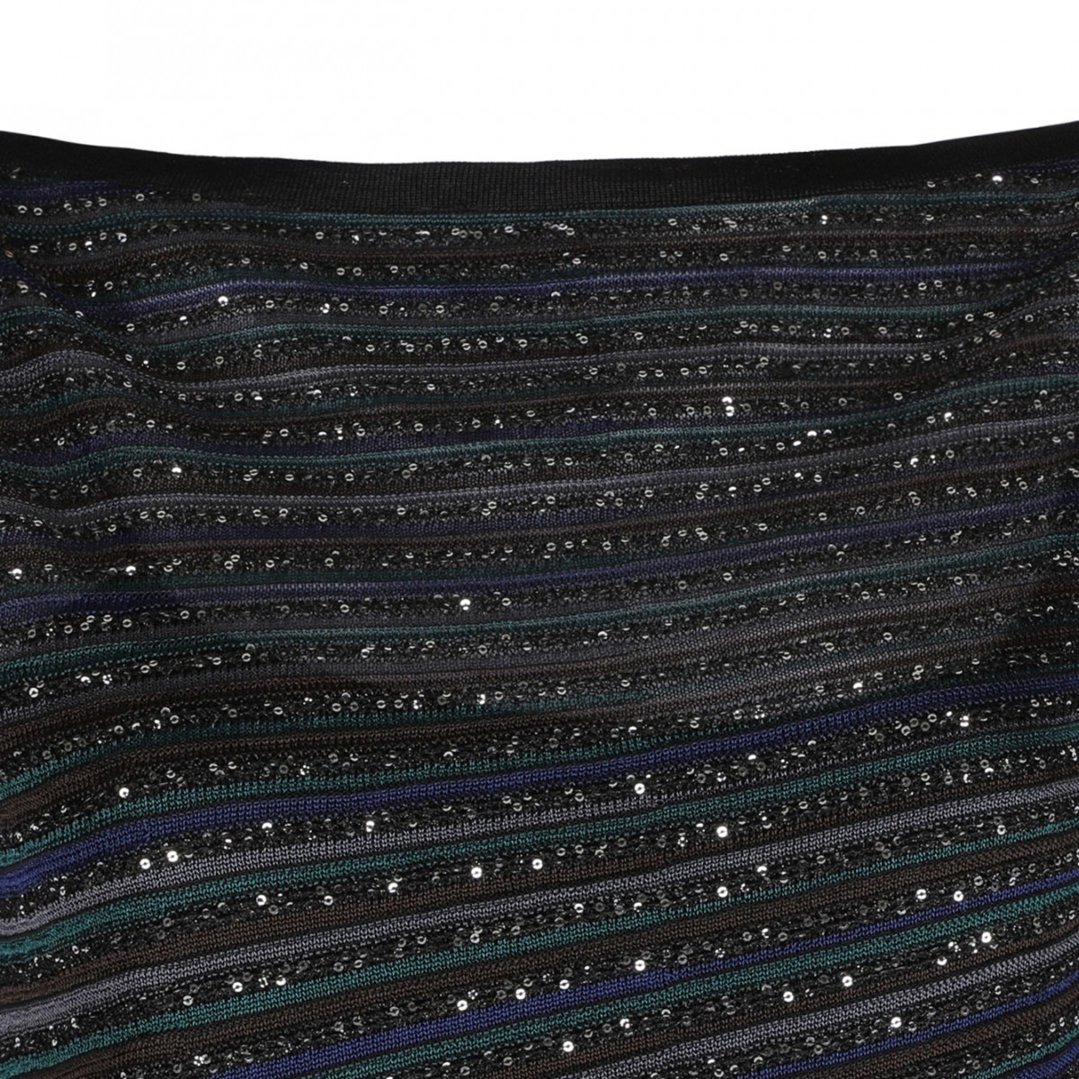 Black and Brown Long Sleeveless Dress With Lame Stripe Pattern