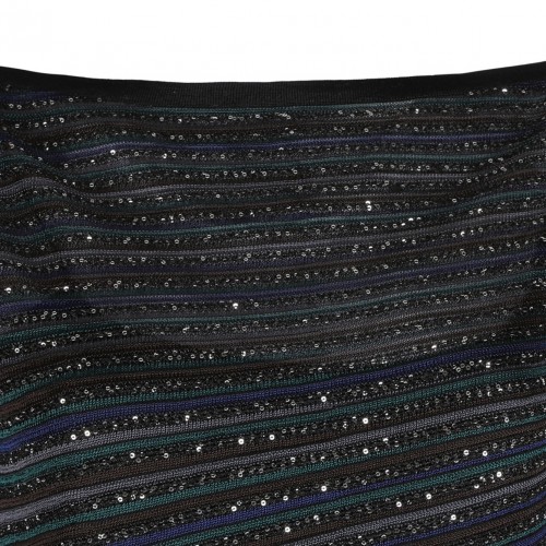 Black and Brown Long Sleeveless Dress With Lame Stripe Pattern