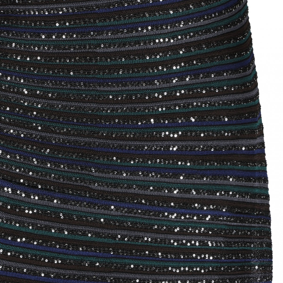 Black and Brown Long Sleeveless Dress With Lame Stripe Pattern