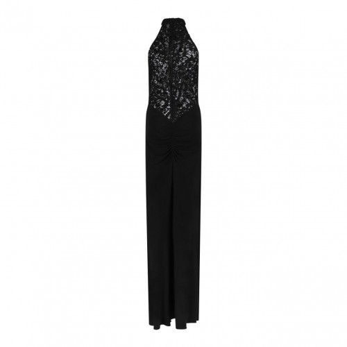 Black Sequin Embellished Halter-Neck Maxi Dress 2