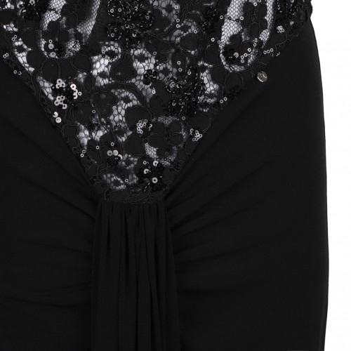 Black Sequin Embellished Halter-Neck Maxi Dress