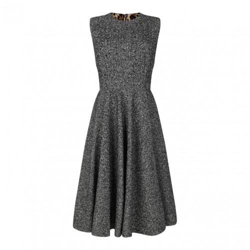 Grey Pleat Detail Midi Dress