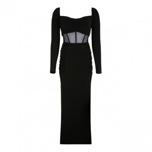 Black Long Sleeve Midi Dress