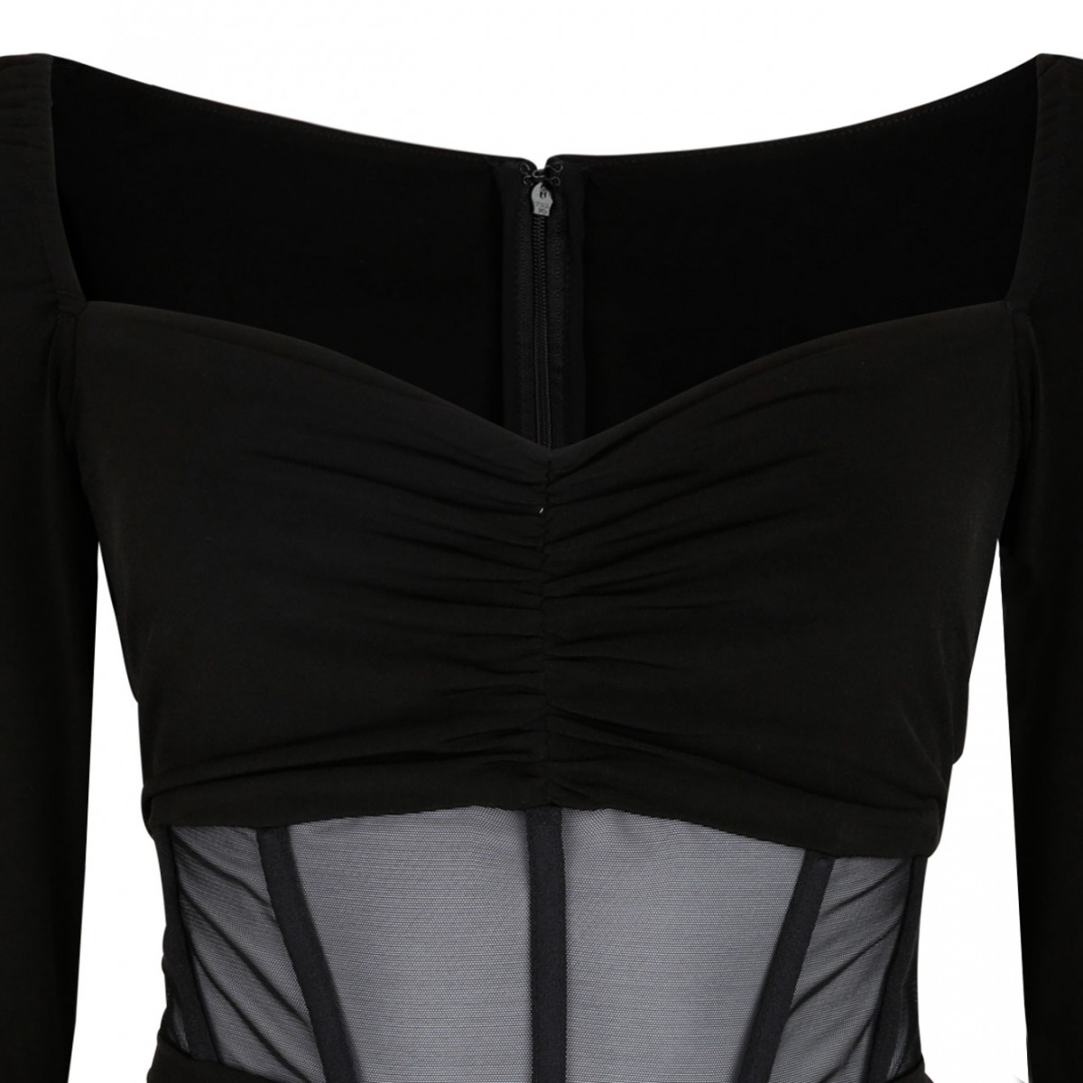 Black Long Sleeve Midi Dress