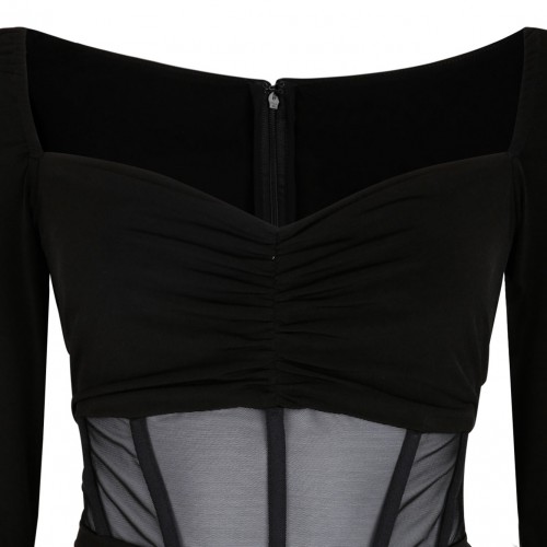 Black Long Sleeve Midi Dress