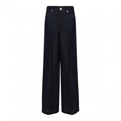 Dark Blue Denim Palazzo Trousers
