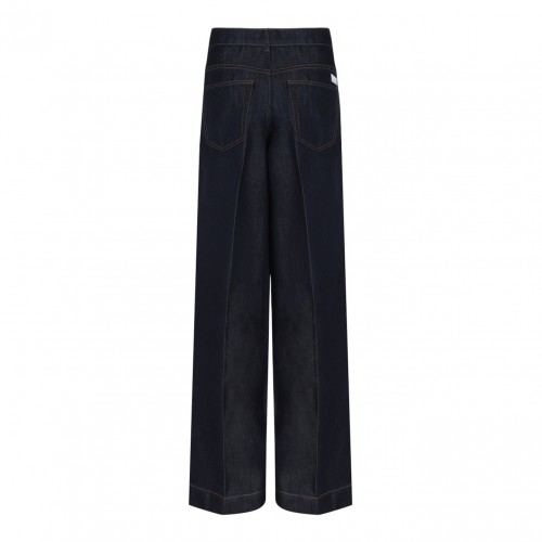 Dark Blue Denim Palazzo Trousers 2