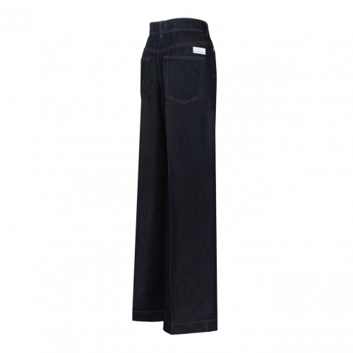 Dark Blue Denim Palazzo Trousers