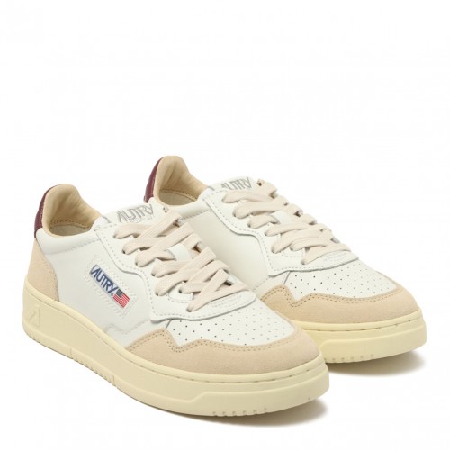 White, Light Pink and Bordeaux Leather Panelled Sneakers 2