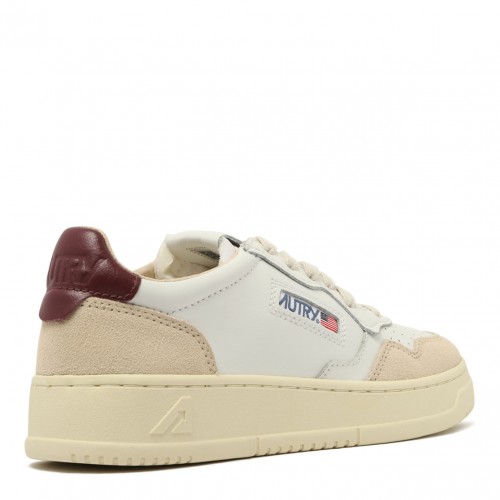 White, Light Pink and Bordeaux Leather Panelled Sneakers
