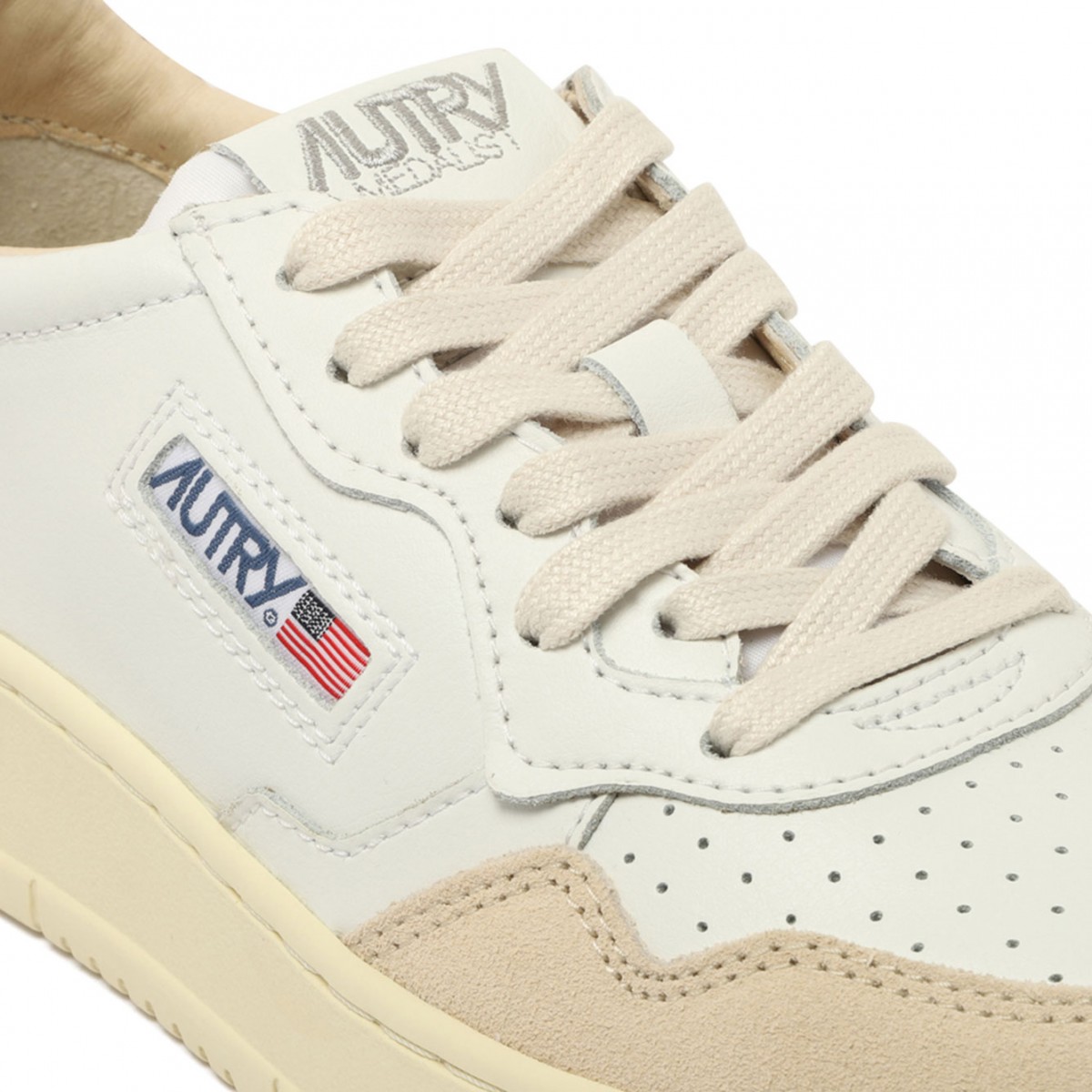 White, Light Pink and Bordeaux Leather Panelled Sneakers
