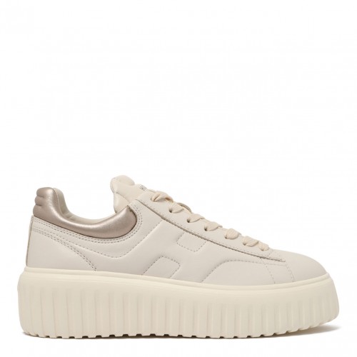 Sand Beige H-Stripes Leather Sneakers