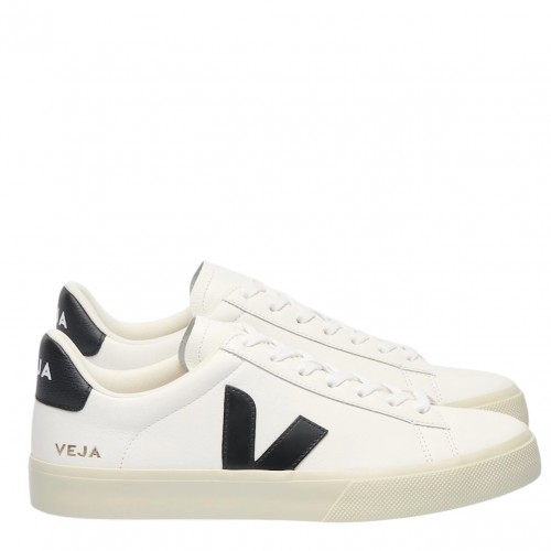 White and Black Campo Leather Sneakers