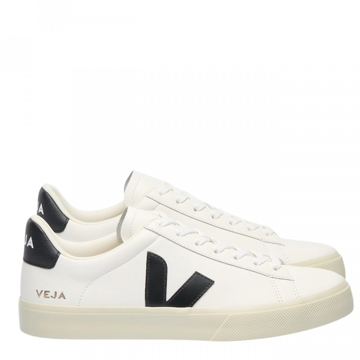 White and Black Campo Leather Sneakers