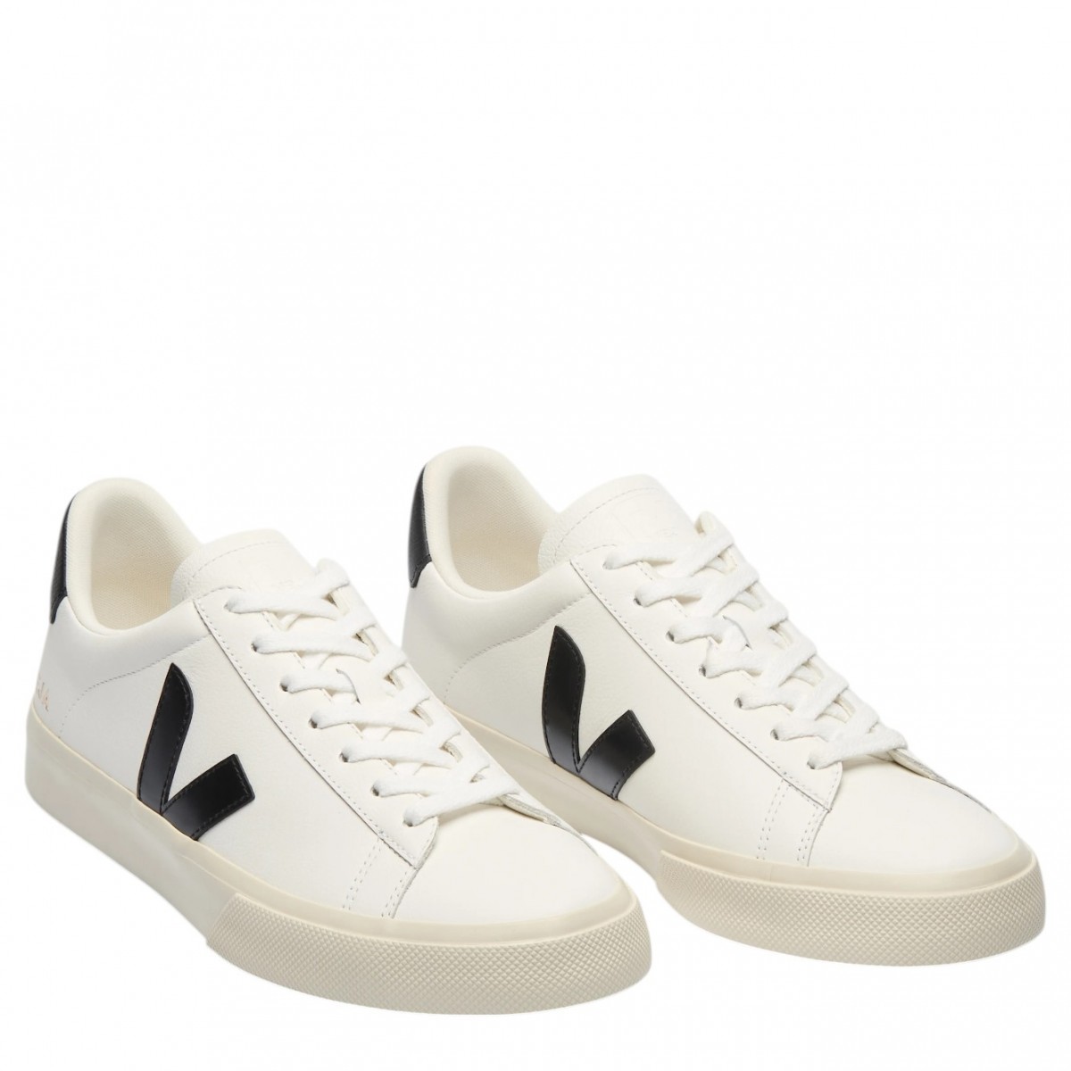 White and Black Campo Leather Sneakers