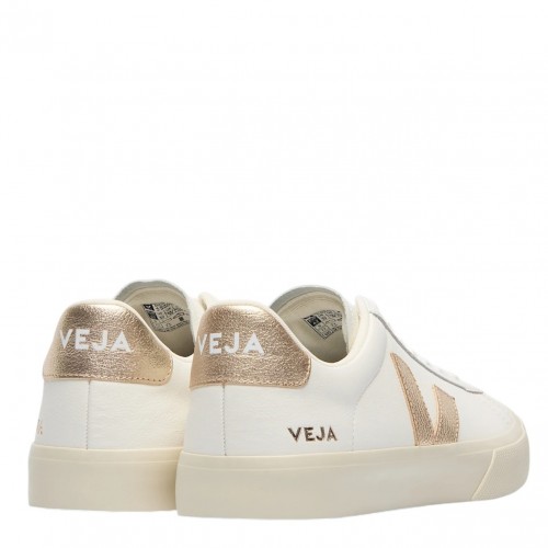 White and Platine Campo Leather Sneakers