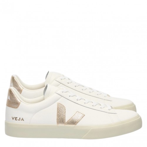 White and Platine Campo Leather Sneakers
