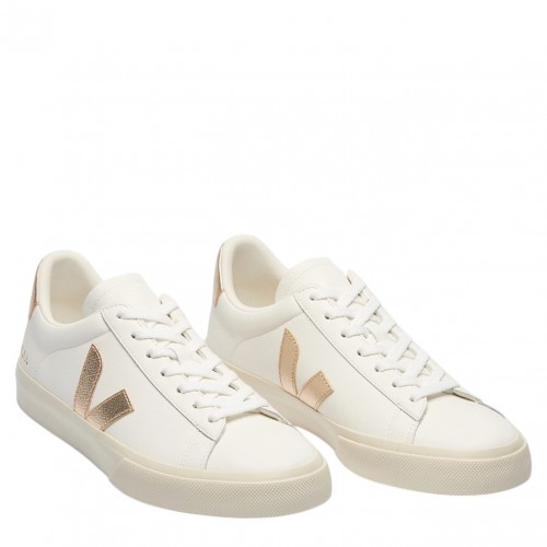 White and Platine Campo Leather Sneakers 2