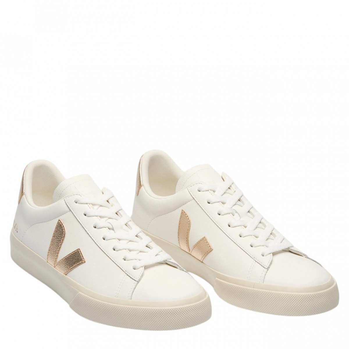White and Platine Campo Leather Sneakers