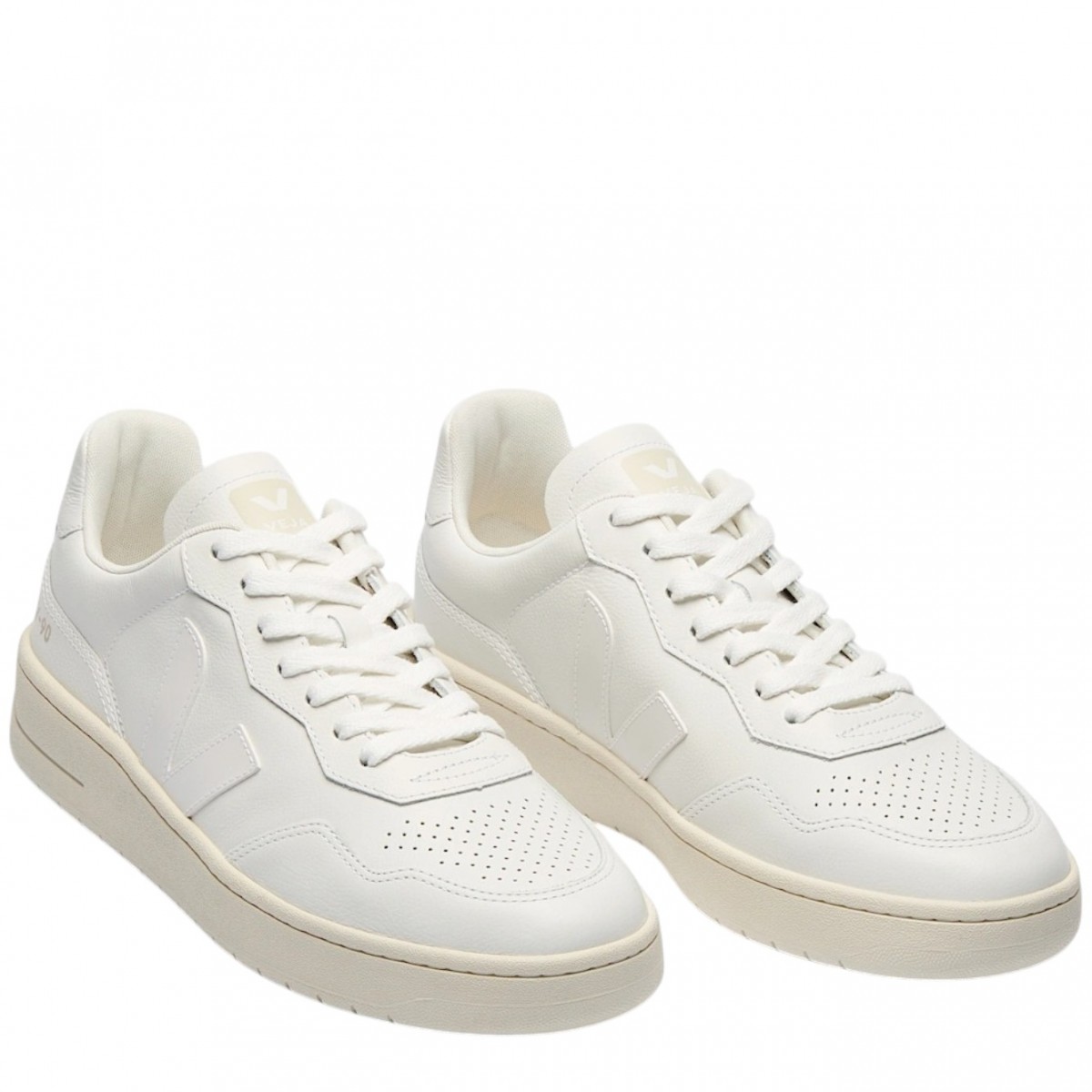 White V-90 Leather Sneakers