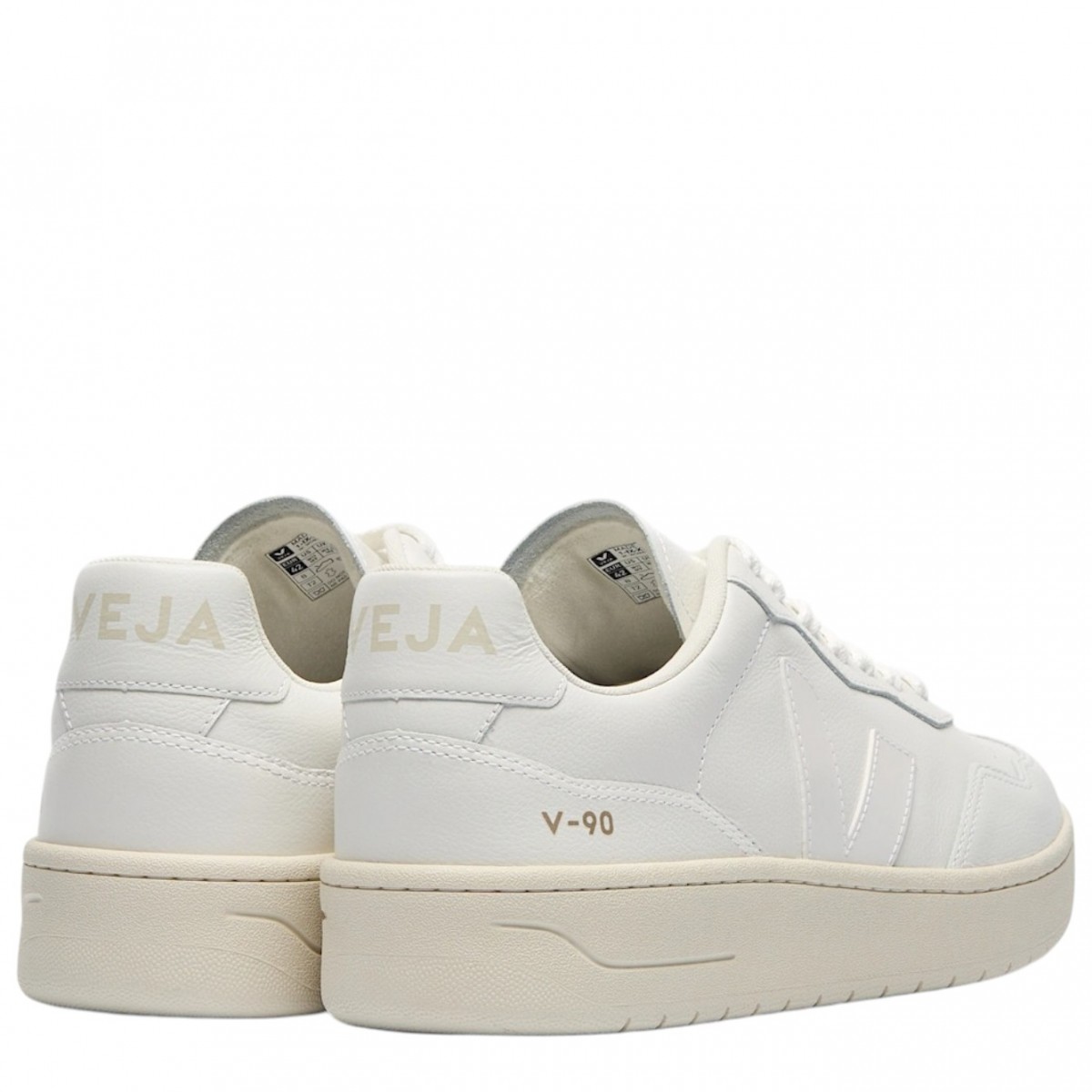 White V-90 Leather Sneakers