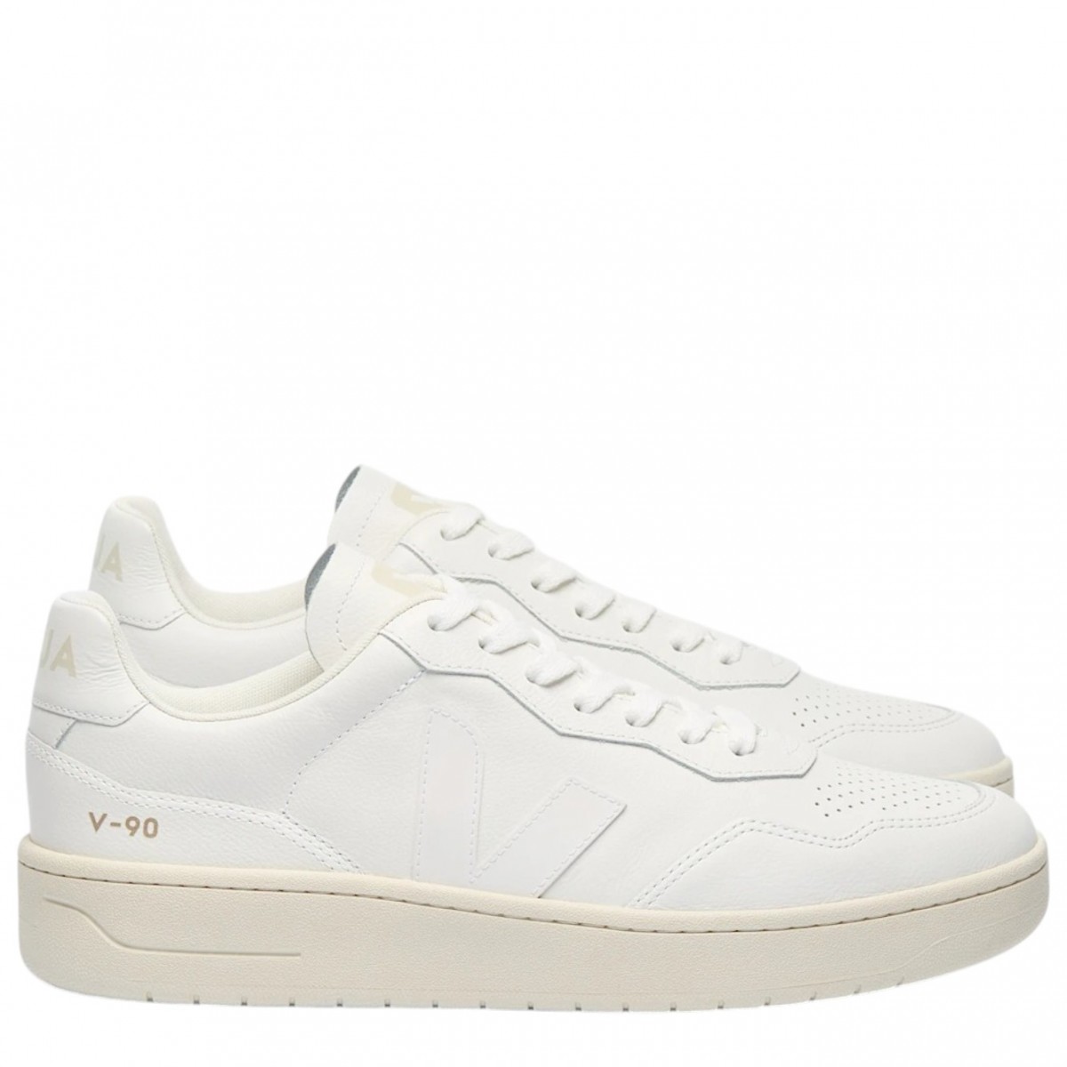 White V-90 Leather Sneakers